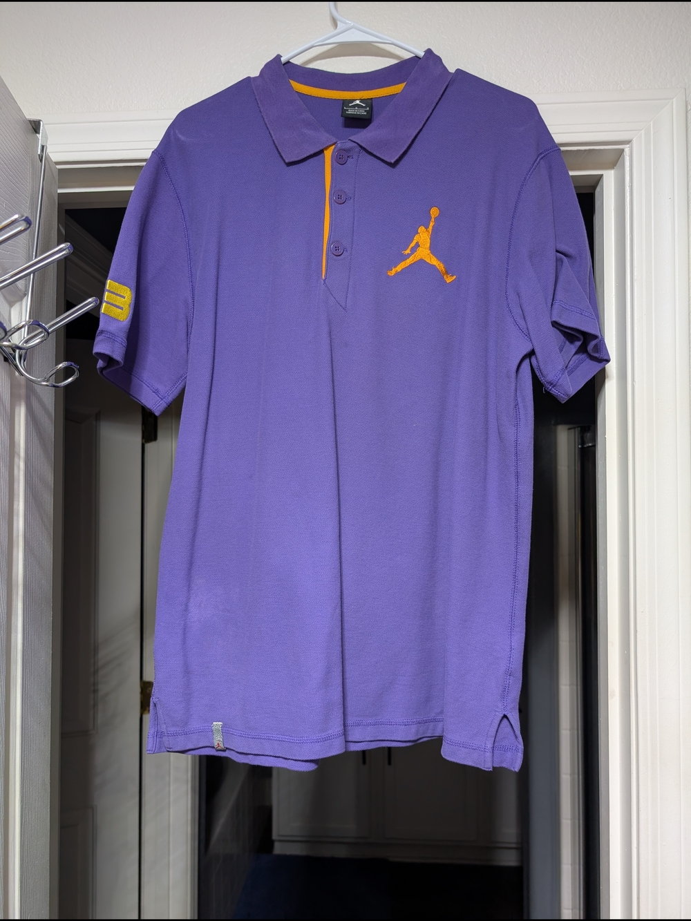 Jordan Men’s Purple Polo with Gold Jumpman Logo